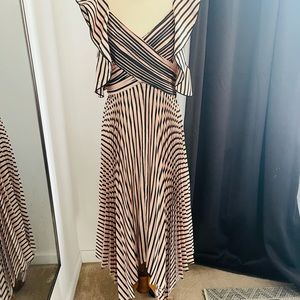 Women's Asymmetric Striped Satin Dress